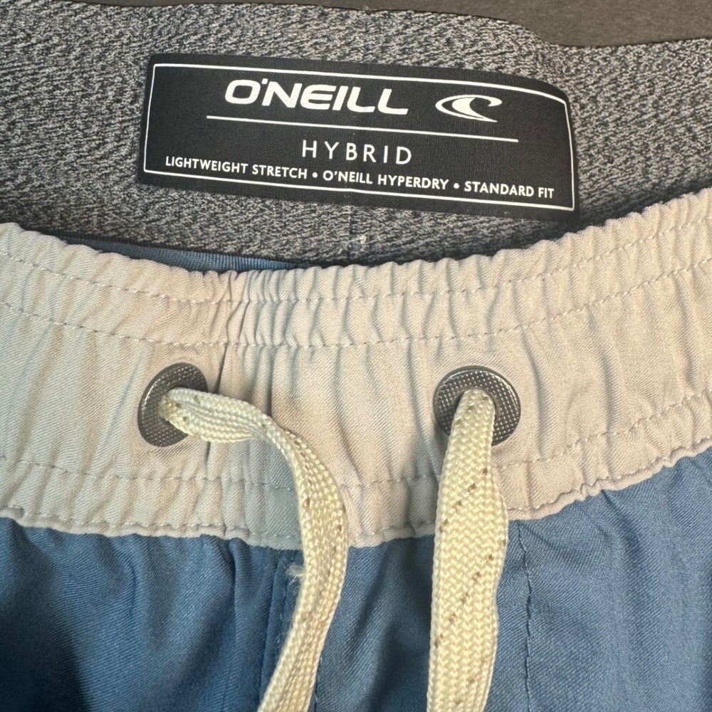 ONeill Hybrid Board Shorts Mens XXL Blue Striped Hyperdry Stretch Swim Trunks - Picture 2 of 7